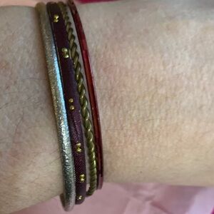 Burgundy and Gold Women's Bangle Bracelets